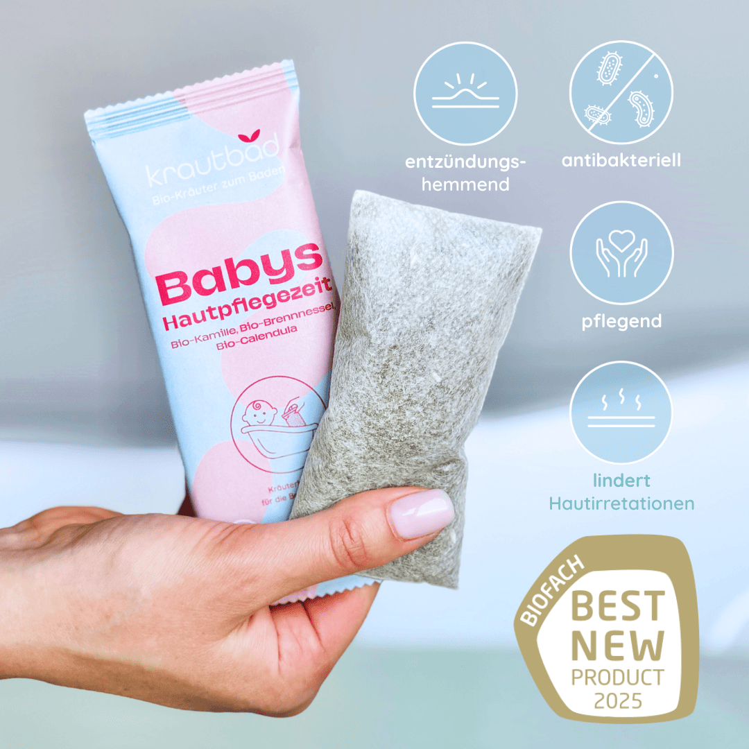 1 x Badezusatz für Babys und Kinder mit Bio-Kamille, Bio-Calendula und Bio-Brennnessel